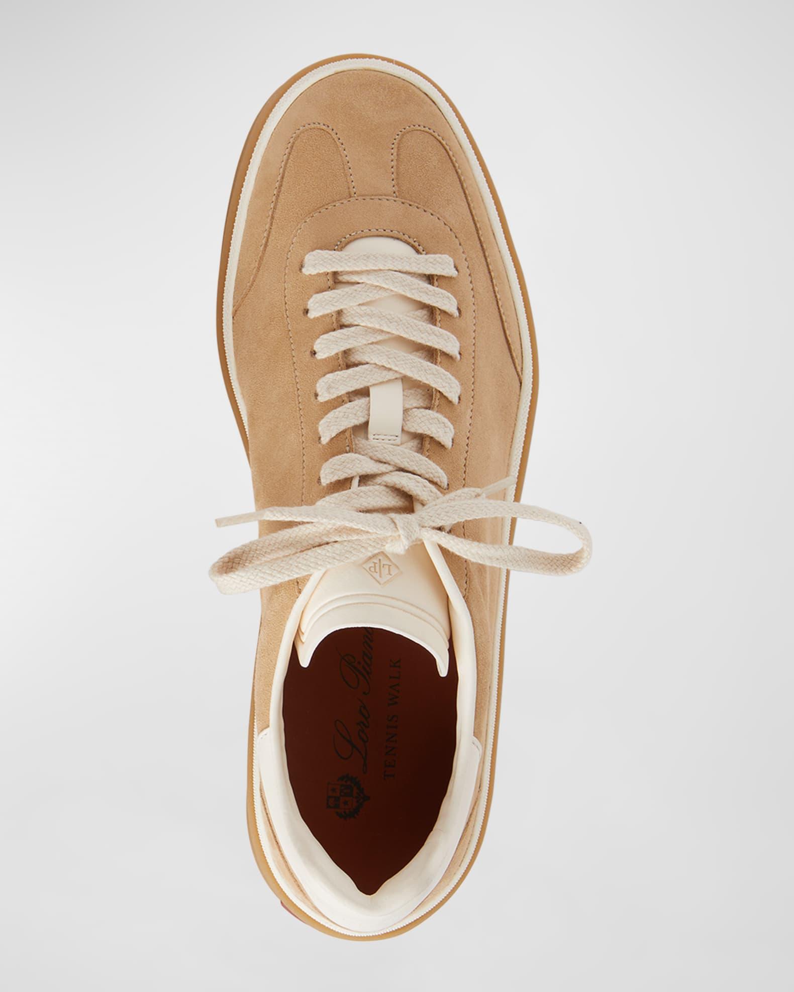 Mixed Leather Low-Top Tennis Sneakers Product Image