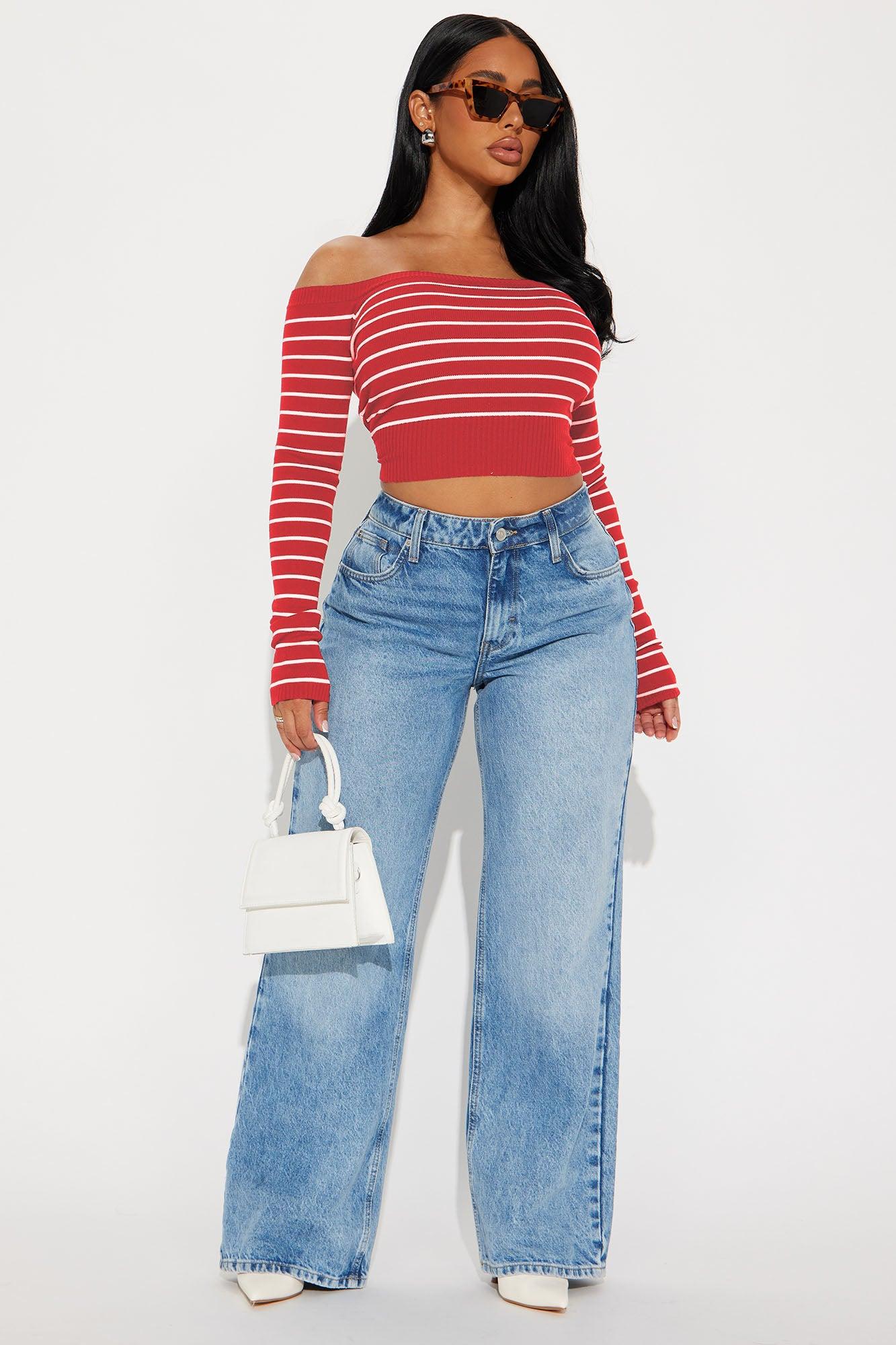 Hamptons Weekend Striped Sweater - Red/White Female Product Image