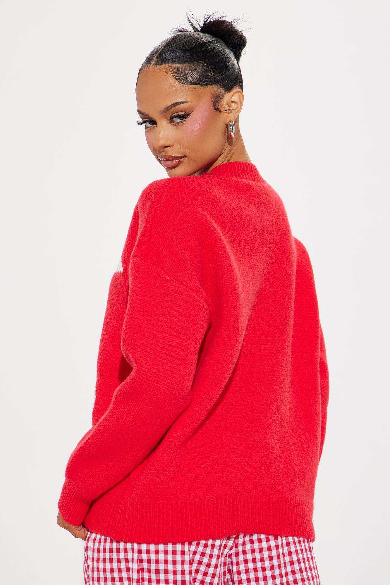 Cherry Taste Oversized Sweater - Red Female Product Image