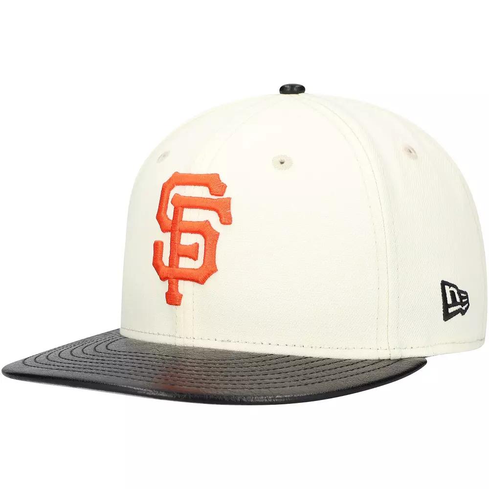 Men's New Era Cream San Francisco Giants Game Night Leather Visor 59FIFTY Fitted Hat,  Product Image