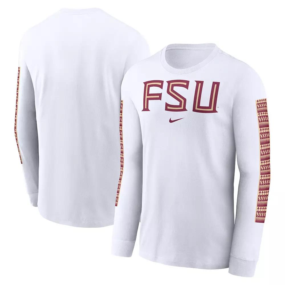 Men's Nike White Florida State Seminoles Local Spirit Slogan Long Sleeve T-Shirt,  Product Image