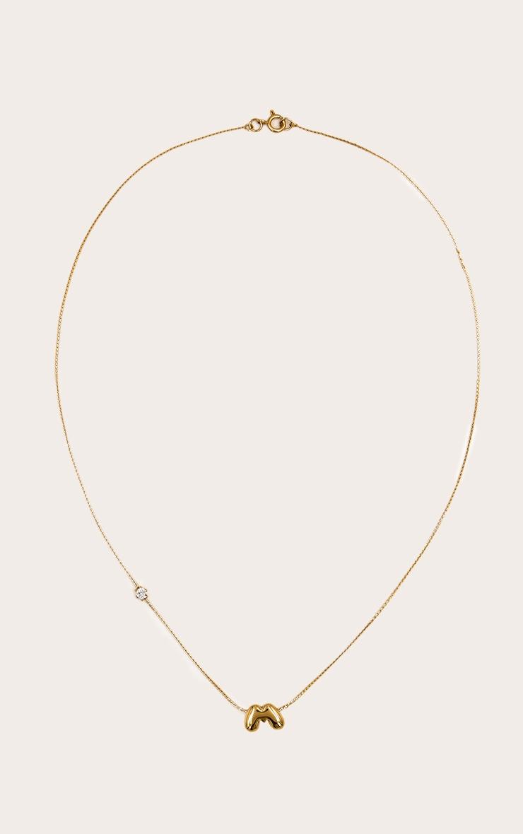 Gold Water Resistant Bubble Initial M Necklace Product Image