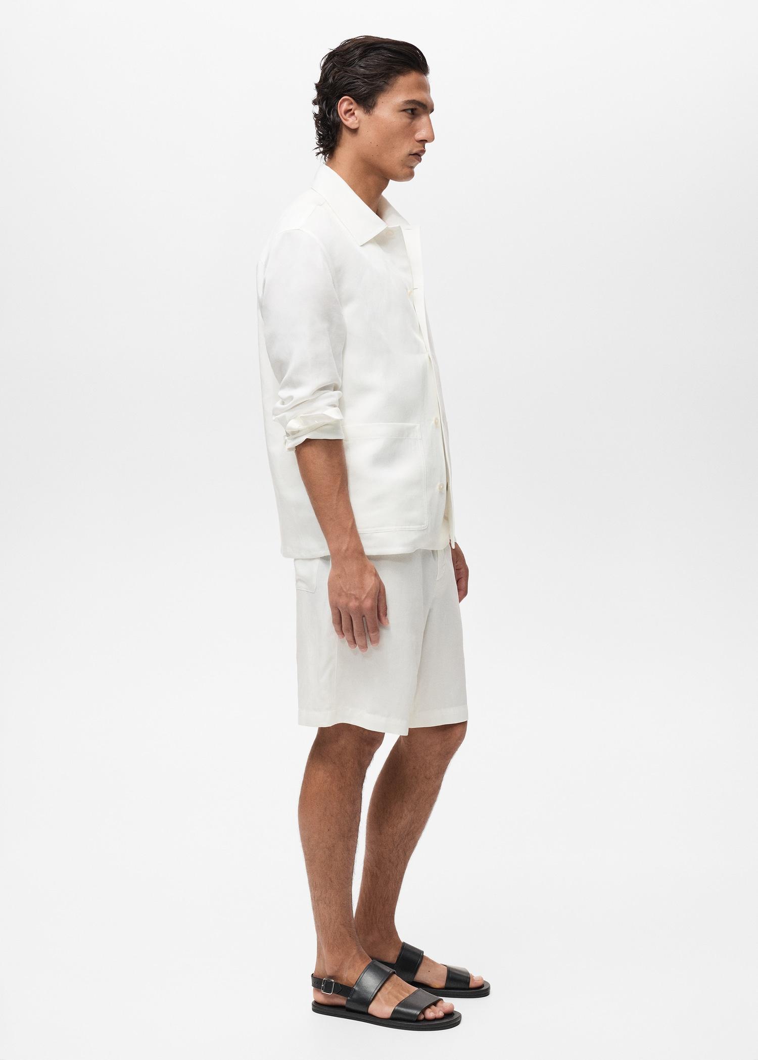 Linen-blend overshirt with pockets - Men | MANGO USA Product Image