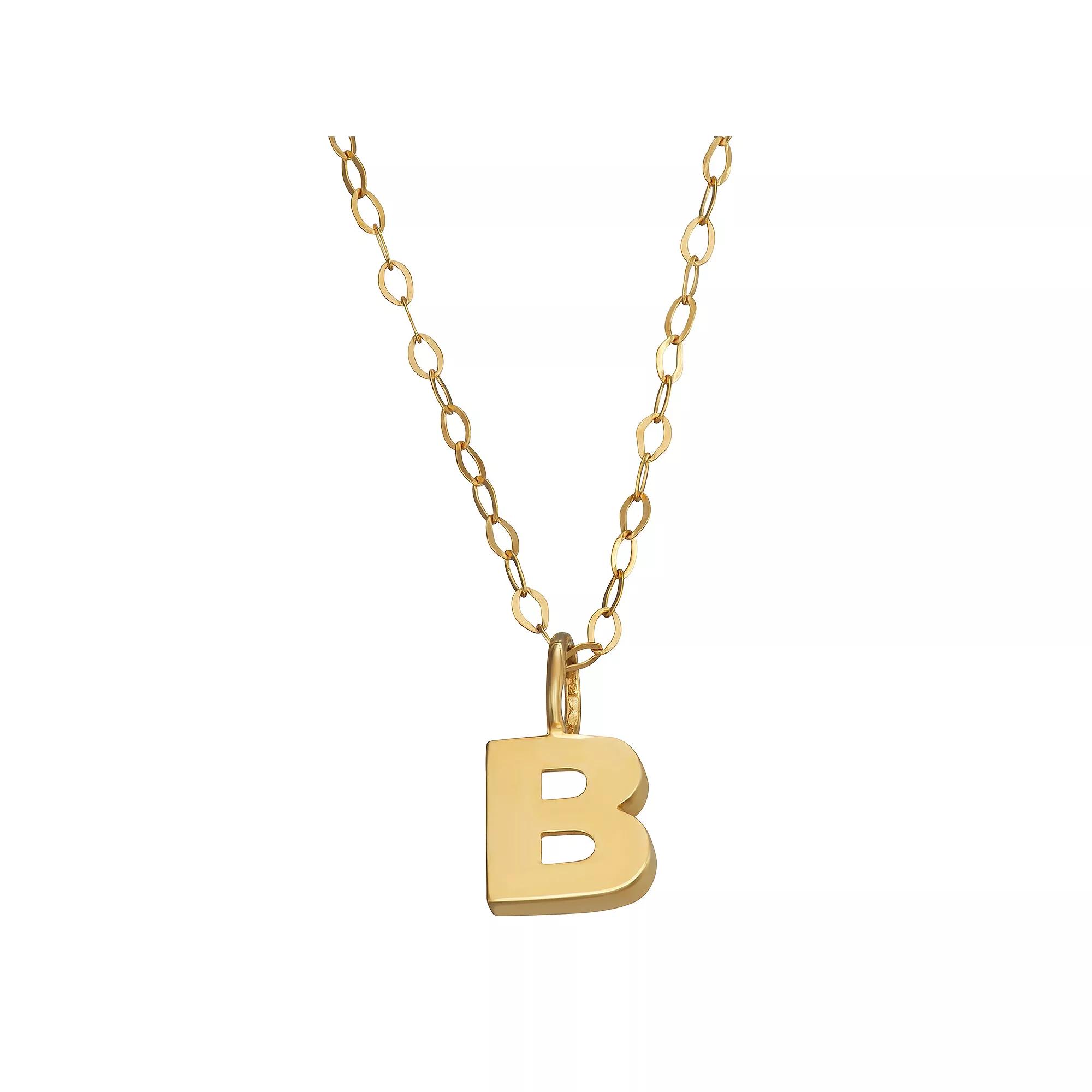 10K Gold Initial Pendant on 14K Gold Filled Chain, Womens Product Image