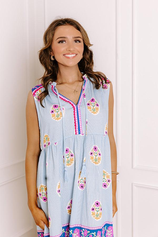 Margaritas On The Boardwalk Floral Midi Dress in Sky Blue Product Image