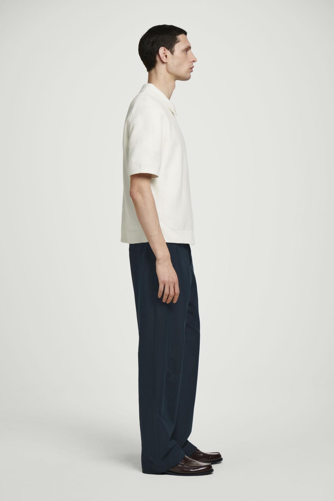 WAFFLE-KNIT COTTON ZIPPED SHIRT Product Image