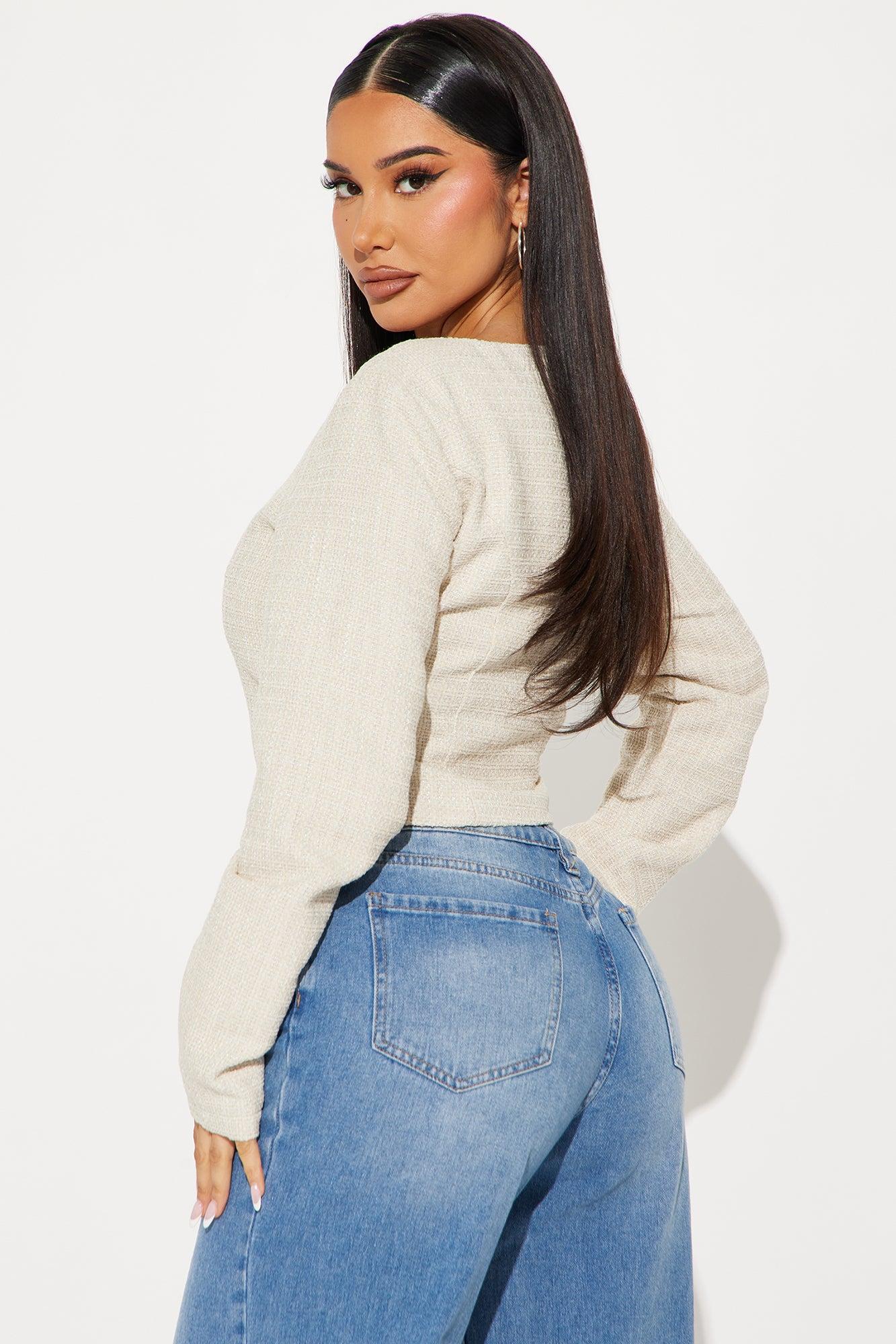 Upscale Tweed Top - Taupe Product Image