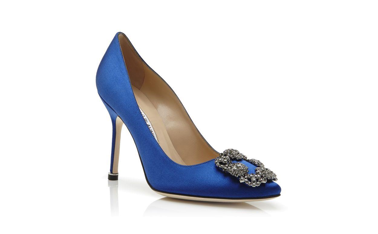 HANGISI Blue Satin Jewel Buckle Pumps Product Image