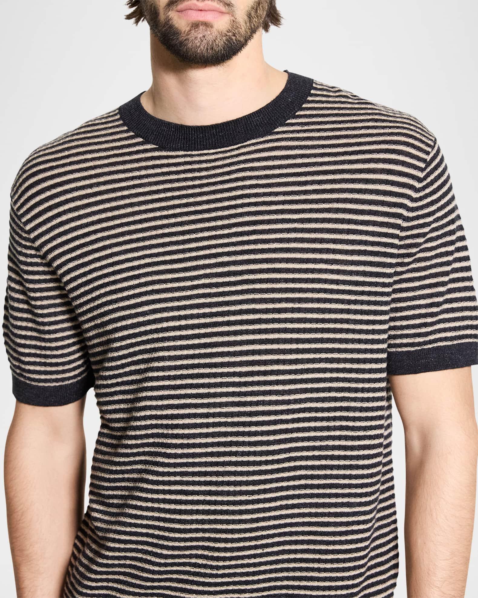 Men's Stripe Knit Short-Sleeve Crewneck Sweater Product Image