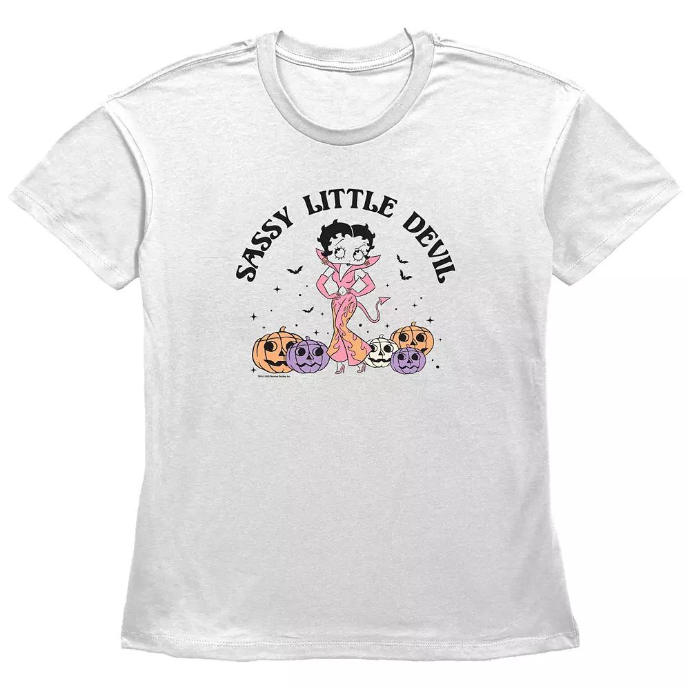 Women's Betty Boop Sassy Little Devil Graphic Tee, Size: Large, White Product Image