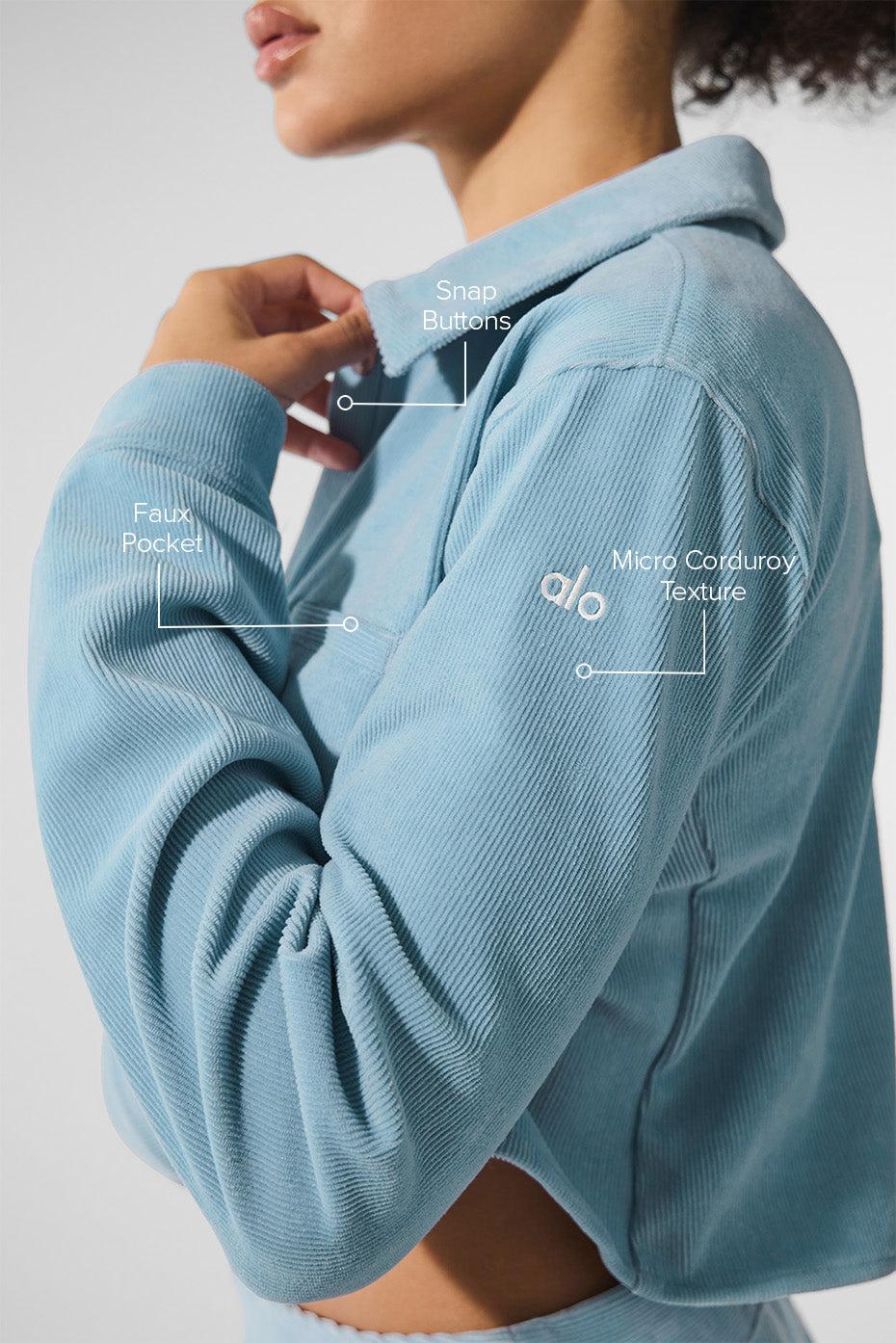 Micro Corduroy Cropped Dreamer Button Down - Celestial Blue Product Image