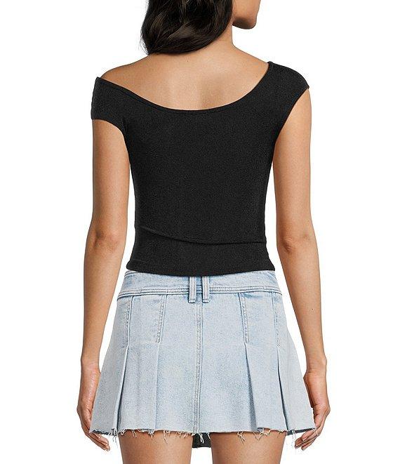 GB Knit Asymmetric Cap Sleeve Top Product Image