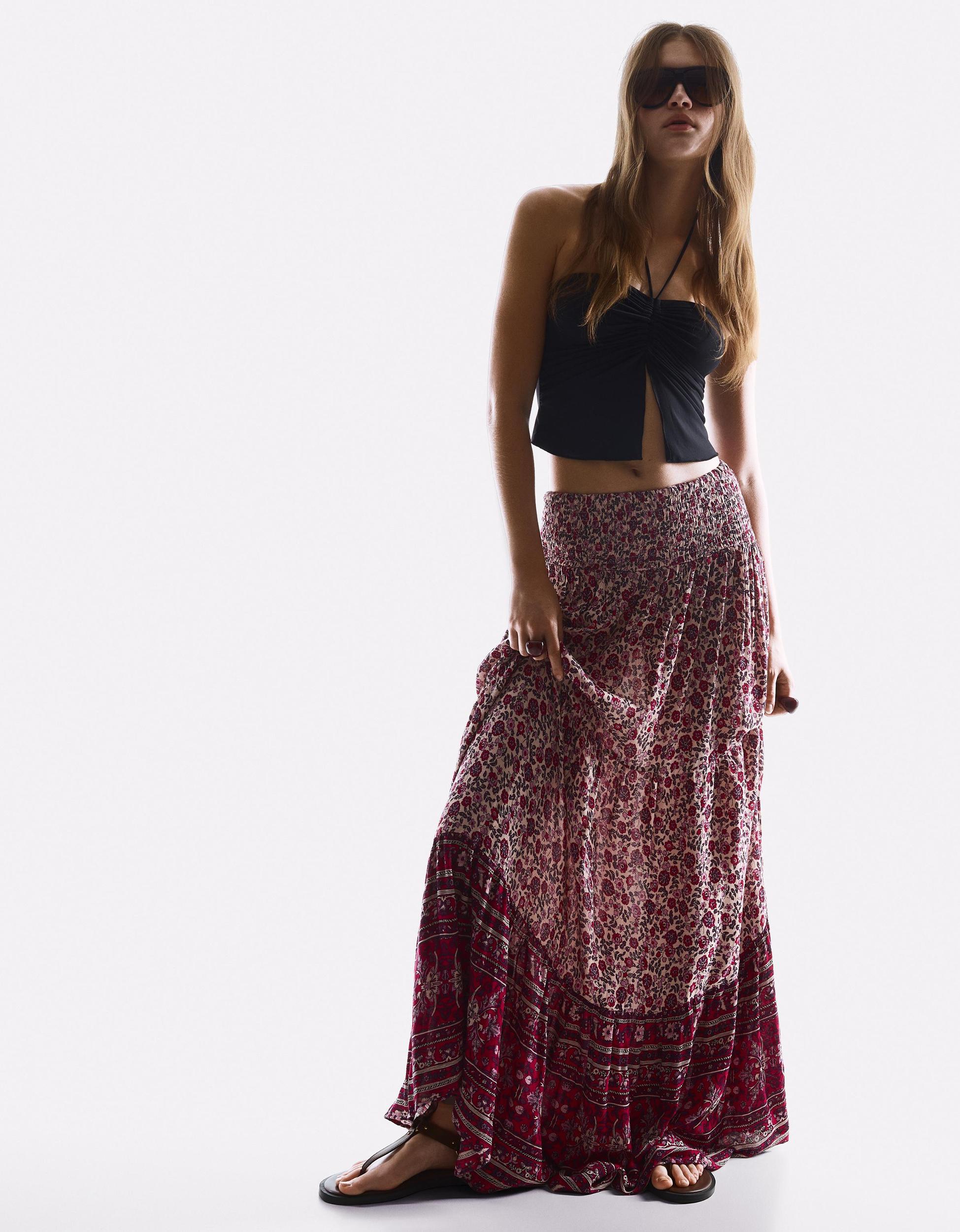 Printed maxi boho skirt Product Image
