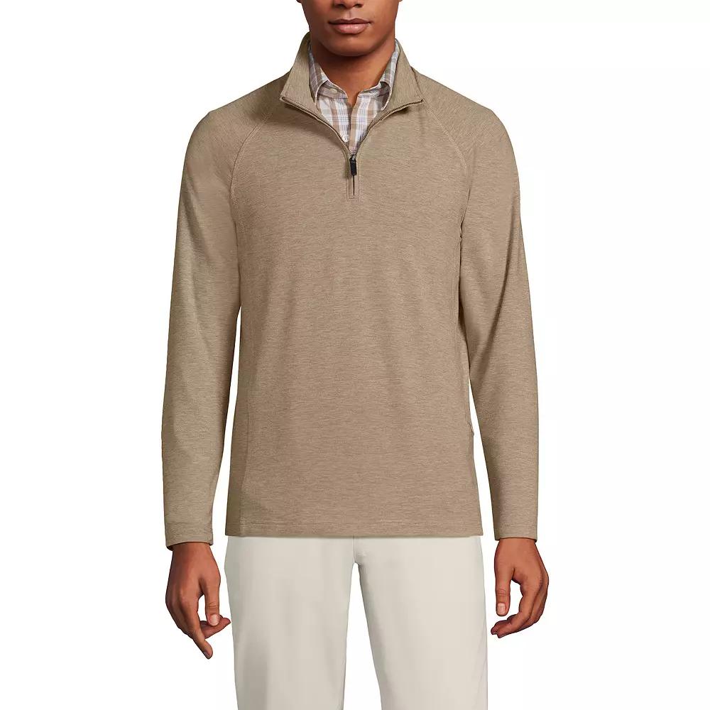 Men's Lands' End Long Sleeve Raglan French Terry Quarter Zip Sweatshirt,  Product Image