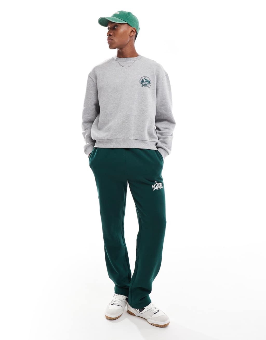 ASOS DESIGN overiszed boxy sweatshirt with tennesee print in gray heather Product Image