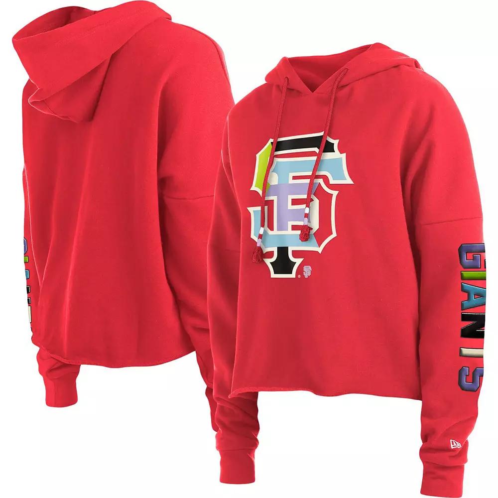 Women's New Era Red San Francisco Giants Fashion High Hip Pullover Hoodie,  Product Image