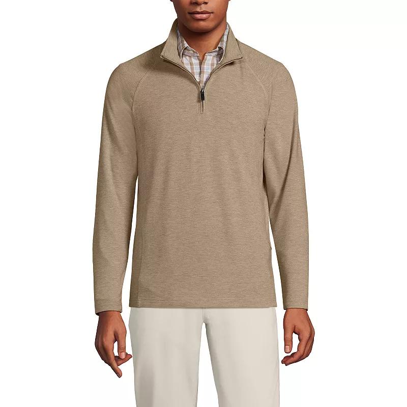 Men's Lands' End Long Sleeve Raglan French Terry Quarter Zip Sweatshirt,  Product Image