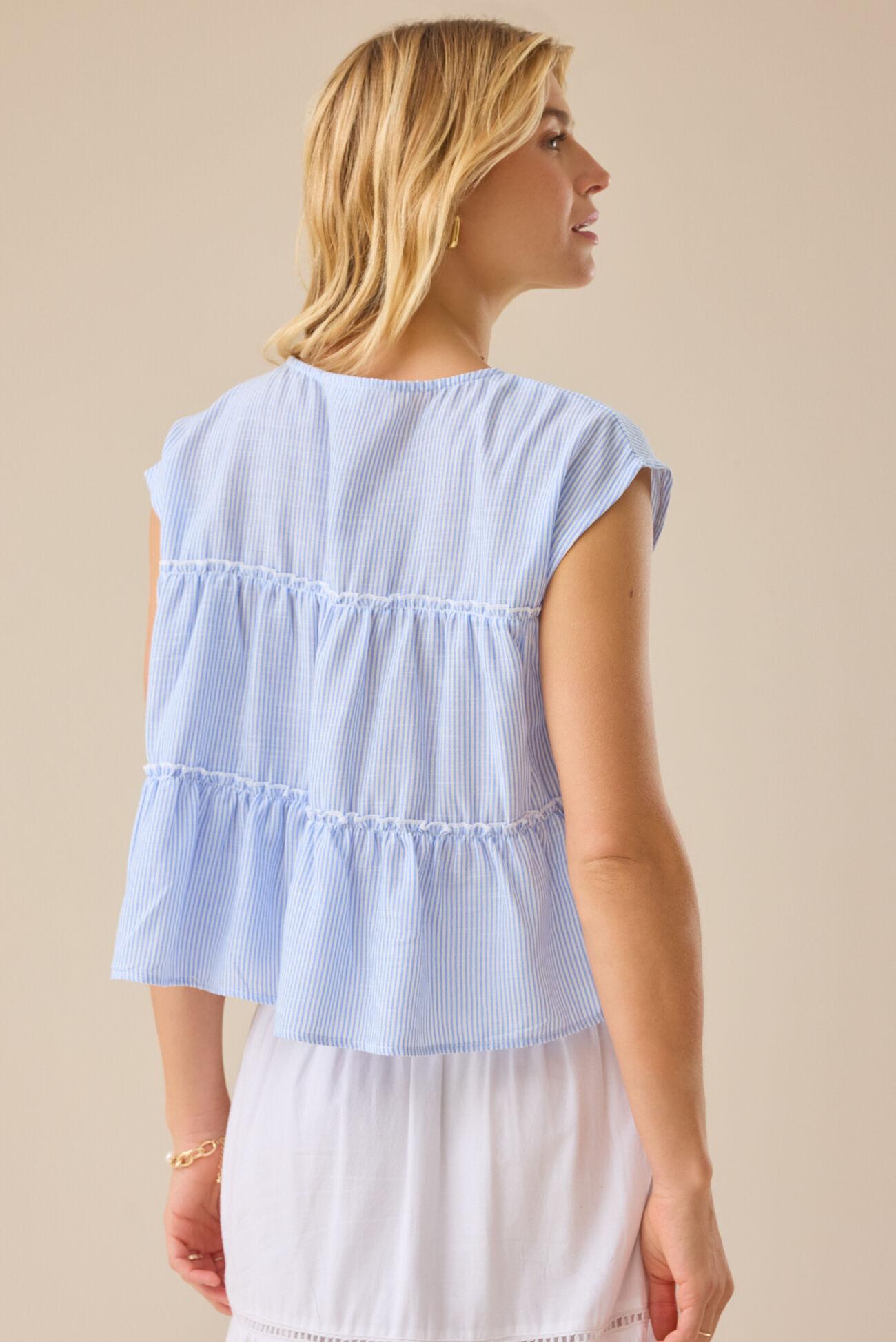 Matalyn Stripe Tiered Babydoll Top Product Image