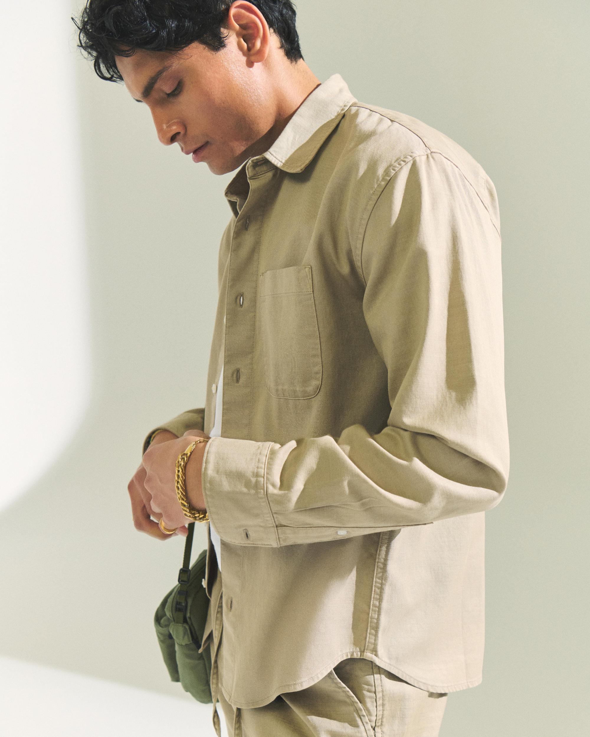 Long-Sleeve Garment Dye Button-Up Shirt Product Image