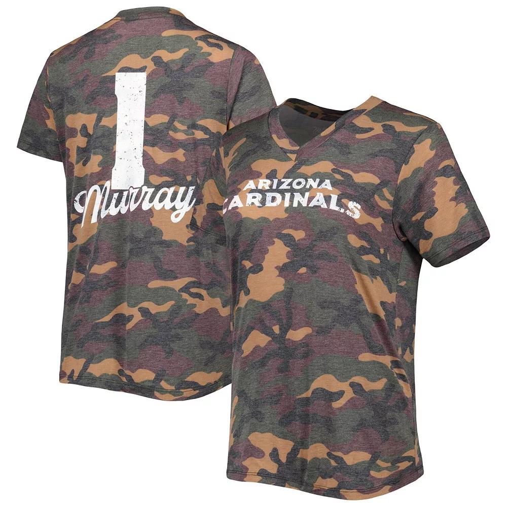 Women's Majestic Threads Kyler Murray Camo Arizona Cardinals Name & Number V-Neck Tri-Blend T-Shirt, Size: XL, Green Product Image