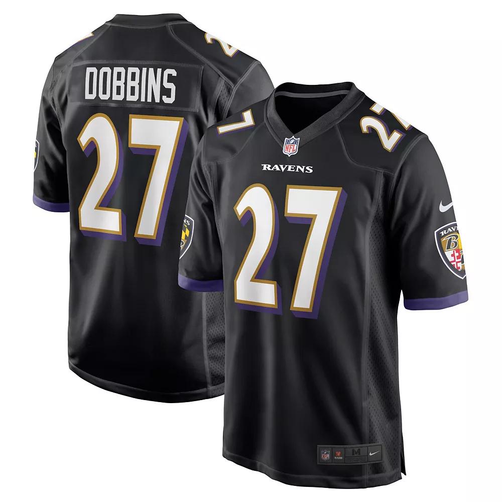 Men's Nike J.K. Dobbins Black Baltimore Ravens Game Jersey, Size: 2XL Product Image
