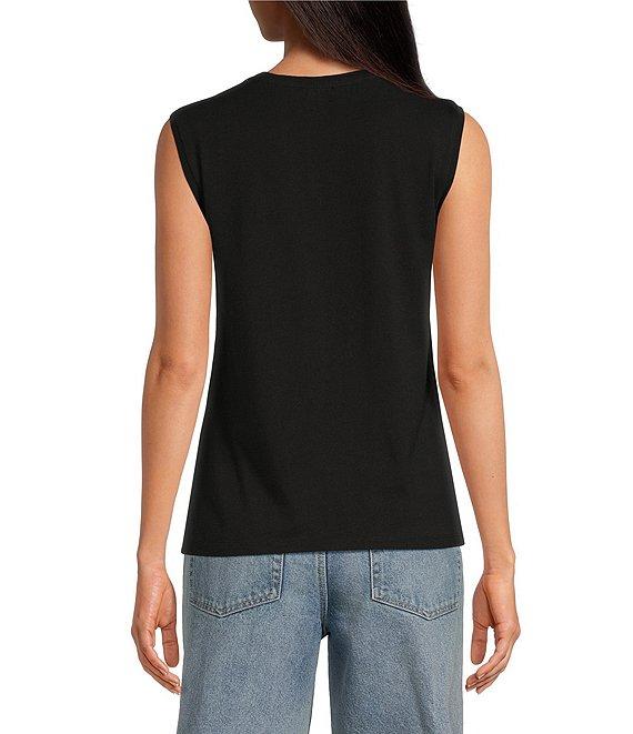 Le' AL.X Organic Pima Cotton Knit Crew Neck Sleeveless Tank Top Product Image