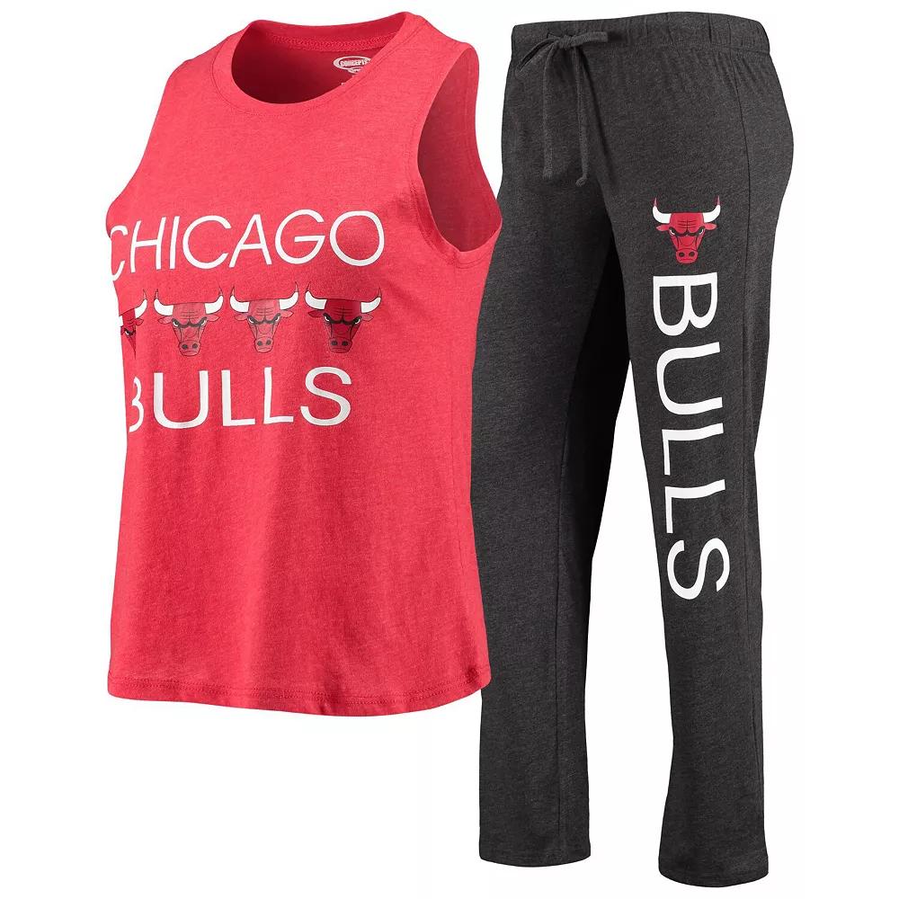 Women's Concepts Sport Heathered Red/Heathered Black Chicago Bulls Tank Top & Pants Sleep Set, Size: Small Product Image