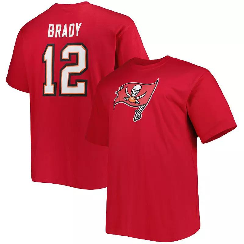 Men's Fanatics Branded Tom Brady Red Tampa Bay Buccaneers Big & Tall Player Name & Number Logo T-Shirt, Size: 2XB Product Image