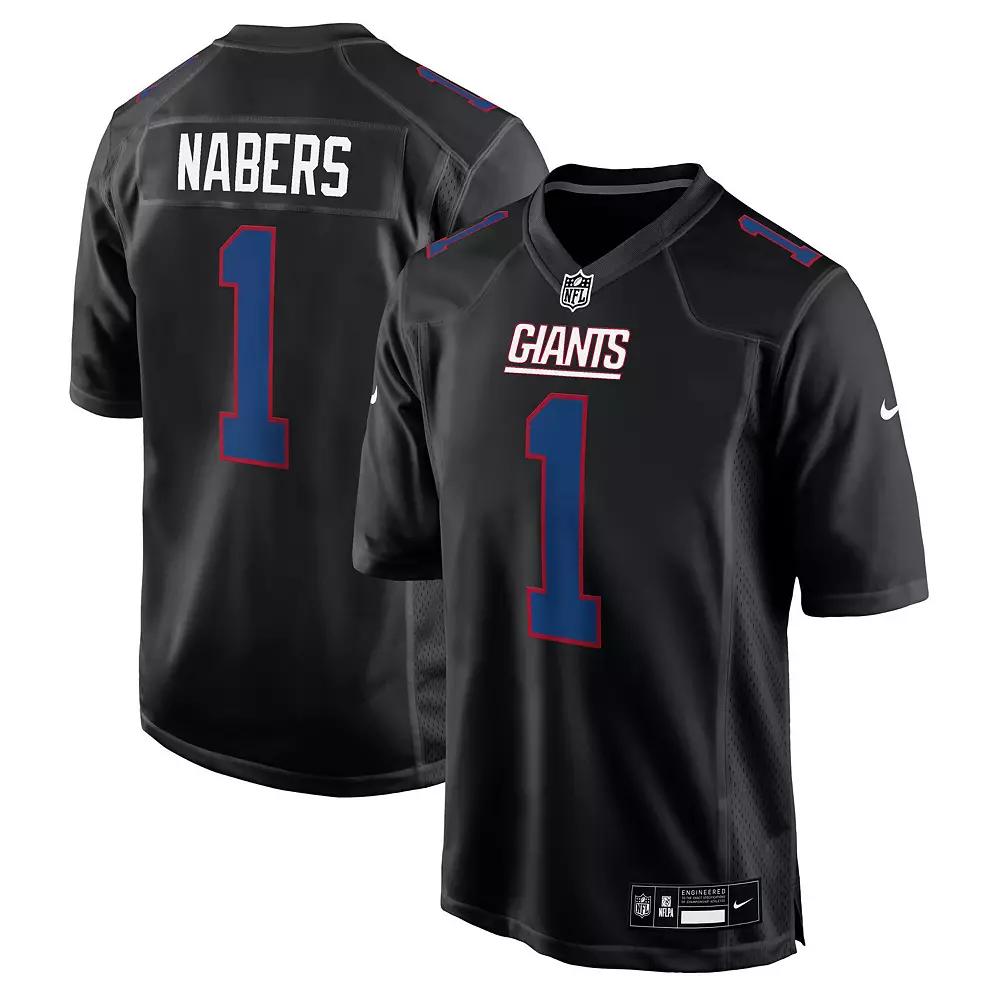 Men's Nike Malik Nabers Carbon Black New York Giants Fashion Jersey, Size: 2XL Product Image