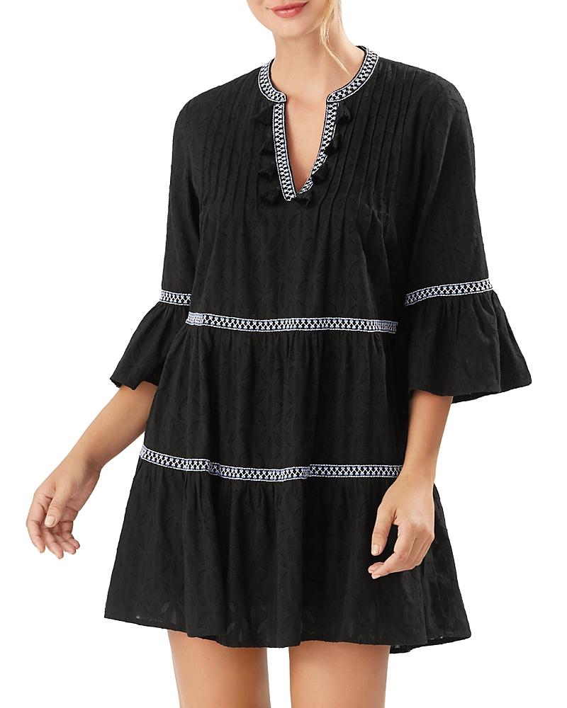 Embroidered Tassel V-Neck Cotton Tunic Dress Product Image