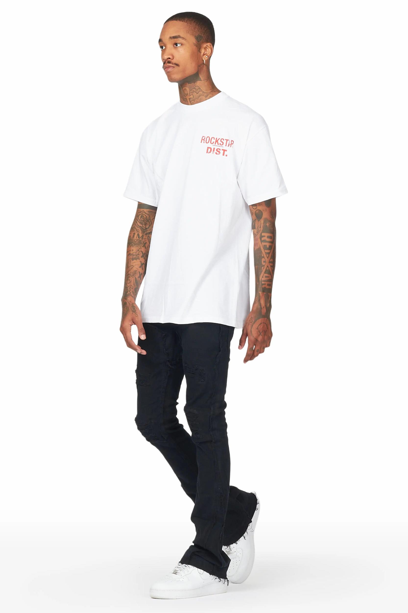 Falcko Jet Black Stacked Flare Jean Male Product Image