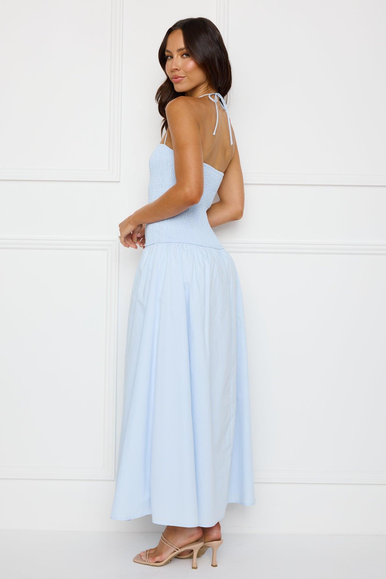 Unmatched Energy Halter Maxi Dress Blue Product Image