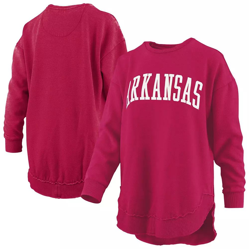 Women's Pressbox Cardinal Arkansas Razorbacks Melange Poncho Vintage Fleece Long Sleeve Pullover Sweatshirt,  Product Image