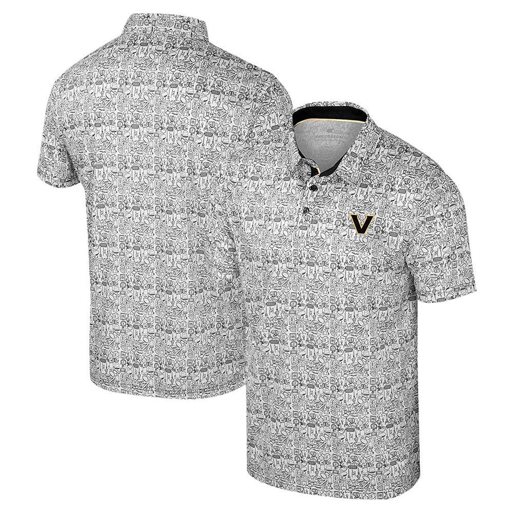 Men's Colosseum Black Vanderbilt Commodores It's Time! Allover Print Polo, Size: XXL Product Image