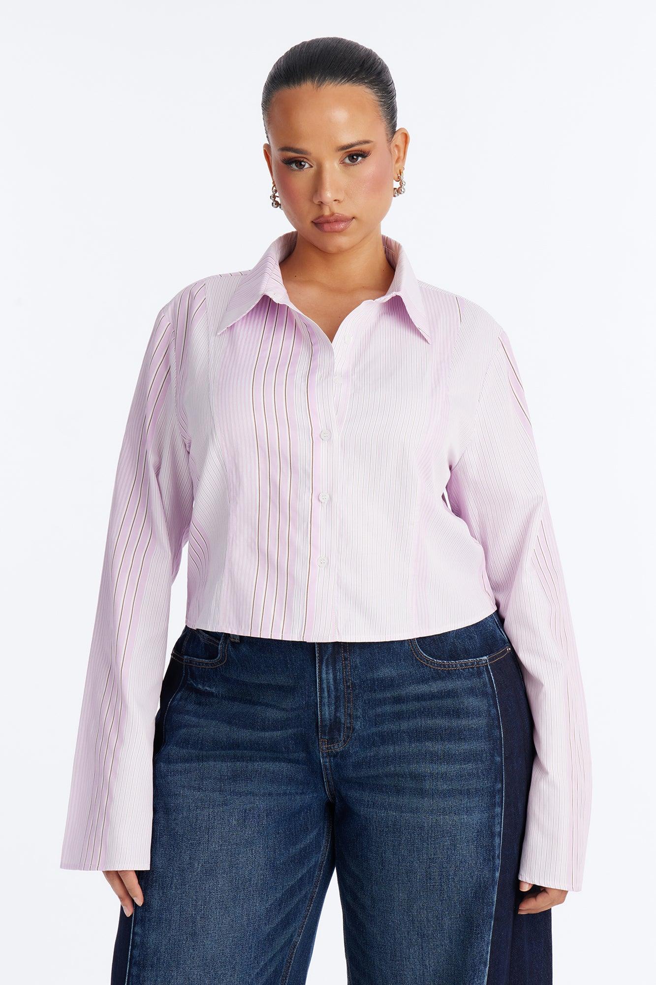 Karinna Pinstripe Poplin Shirt - Pink/combo Female Product Image