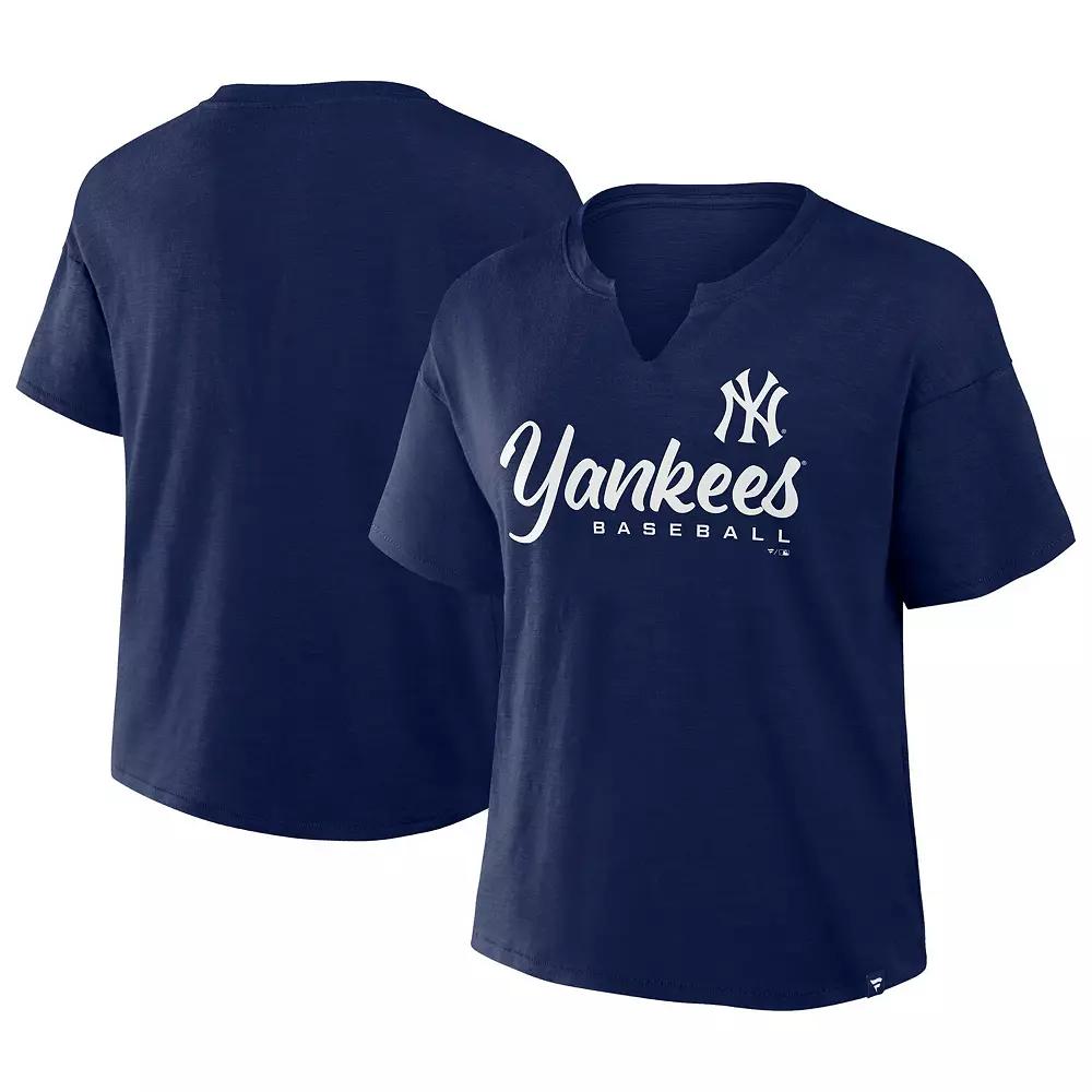 Women's Profile  Navy New York Yankees Plus Size Wordmark Notch Neck T-Shirt, Size: 3XL, Blue Product Image