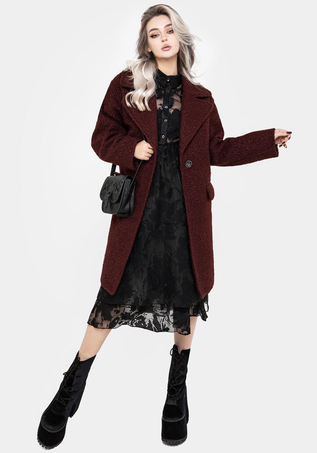 Gorgon Bouclé Oversized Coat - Red Product Image
