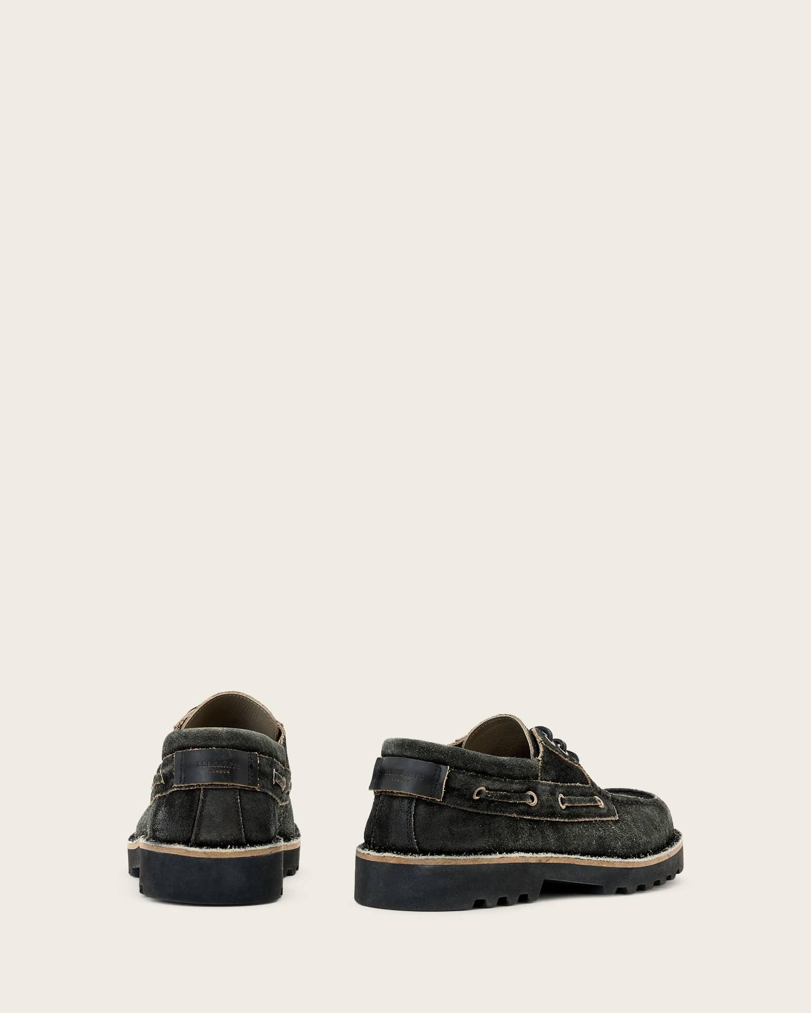 Skiff Leather Boat Shoe Charcoal Grey | ALLSAINTS US Product Image
