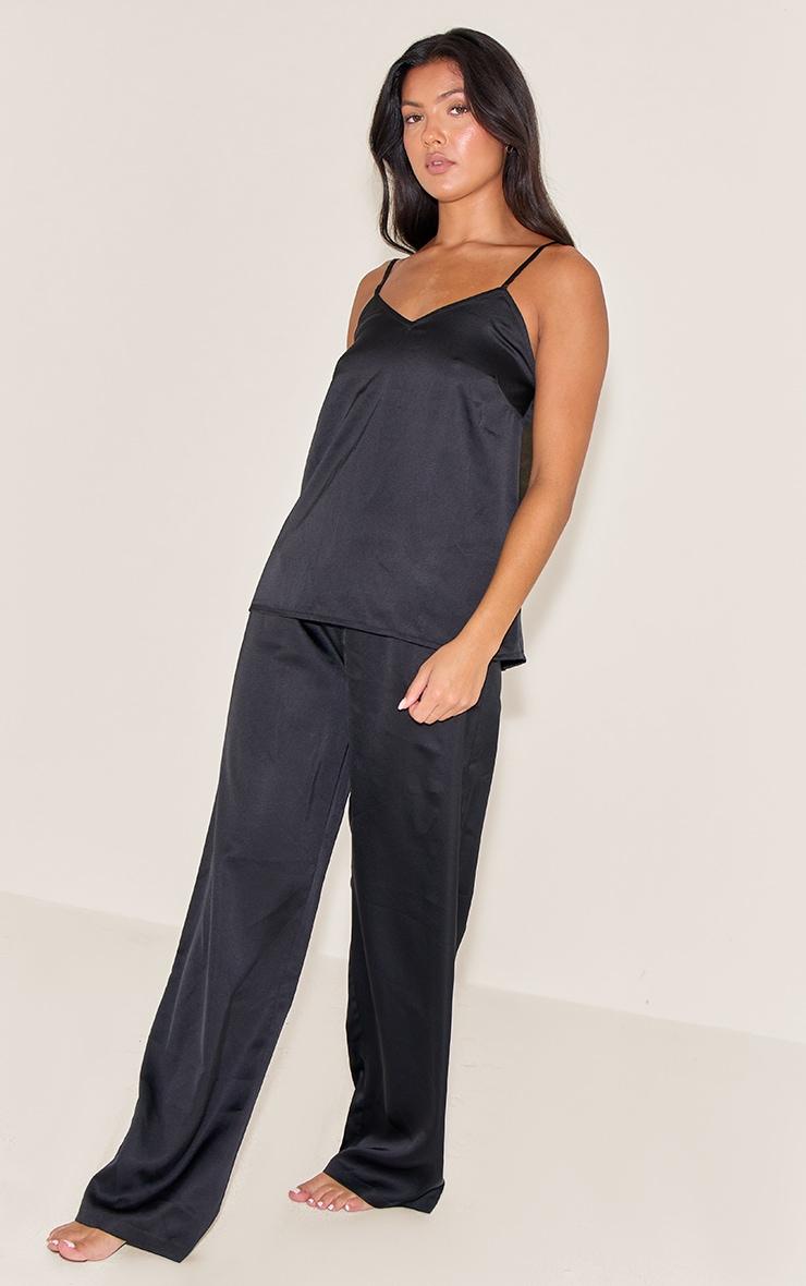 Black Satin Cami And Pant Pj Set Product Image