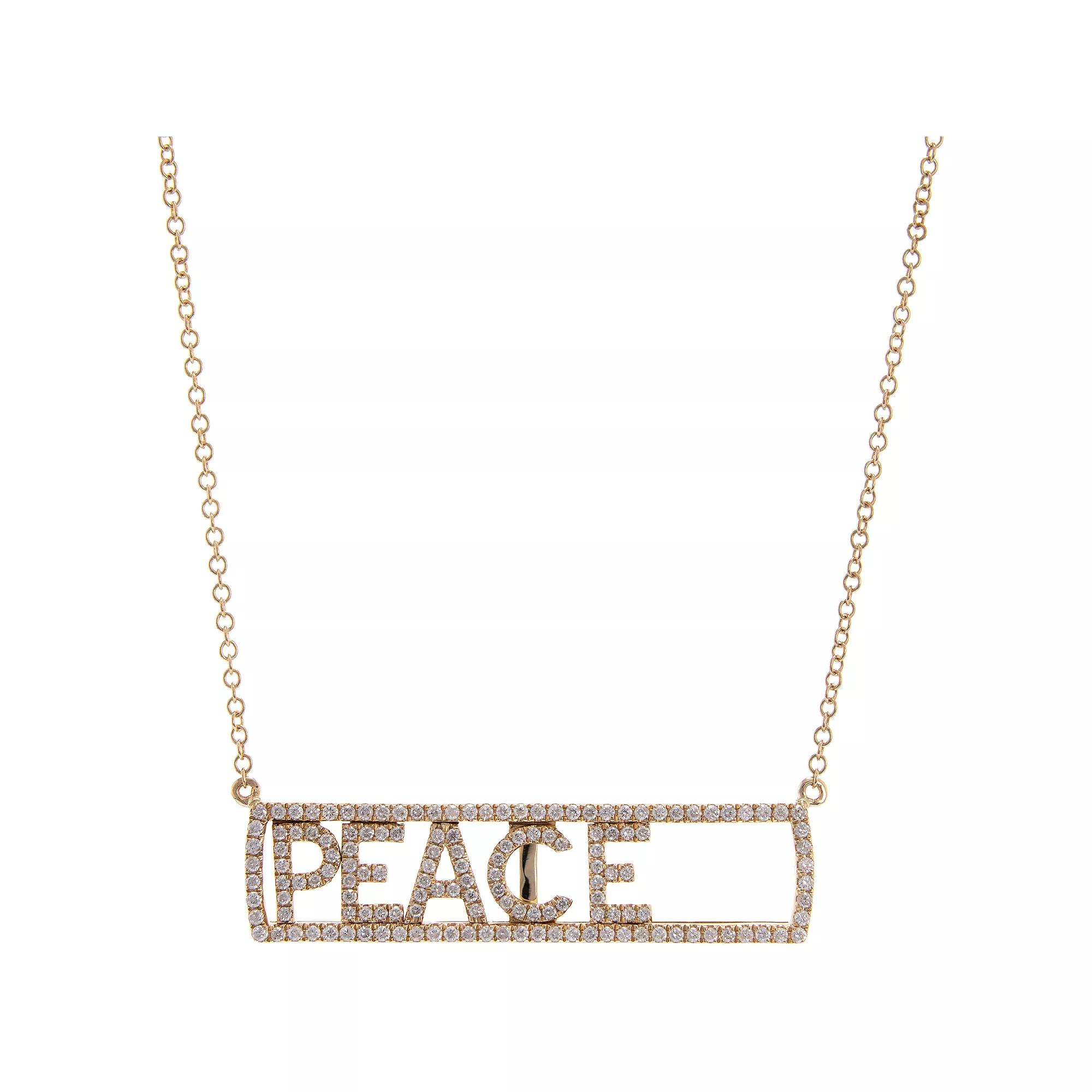 Luxle 14k Gold 3/8 Carat T.W. Diamond "Peace" Necklace, Women's Product Image