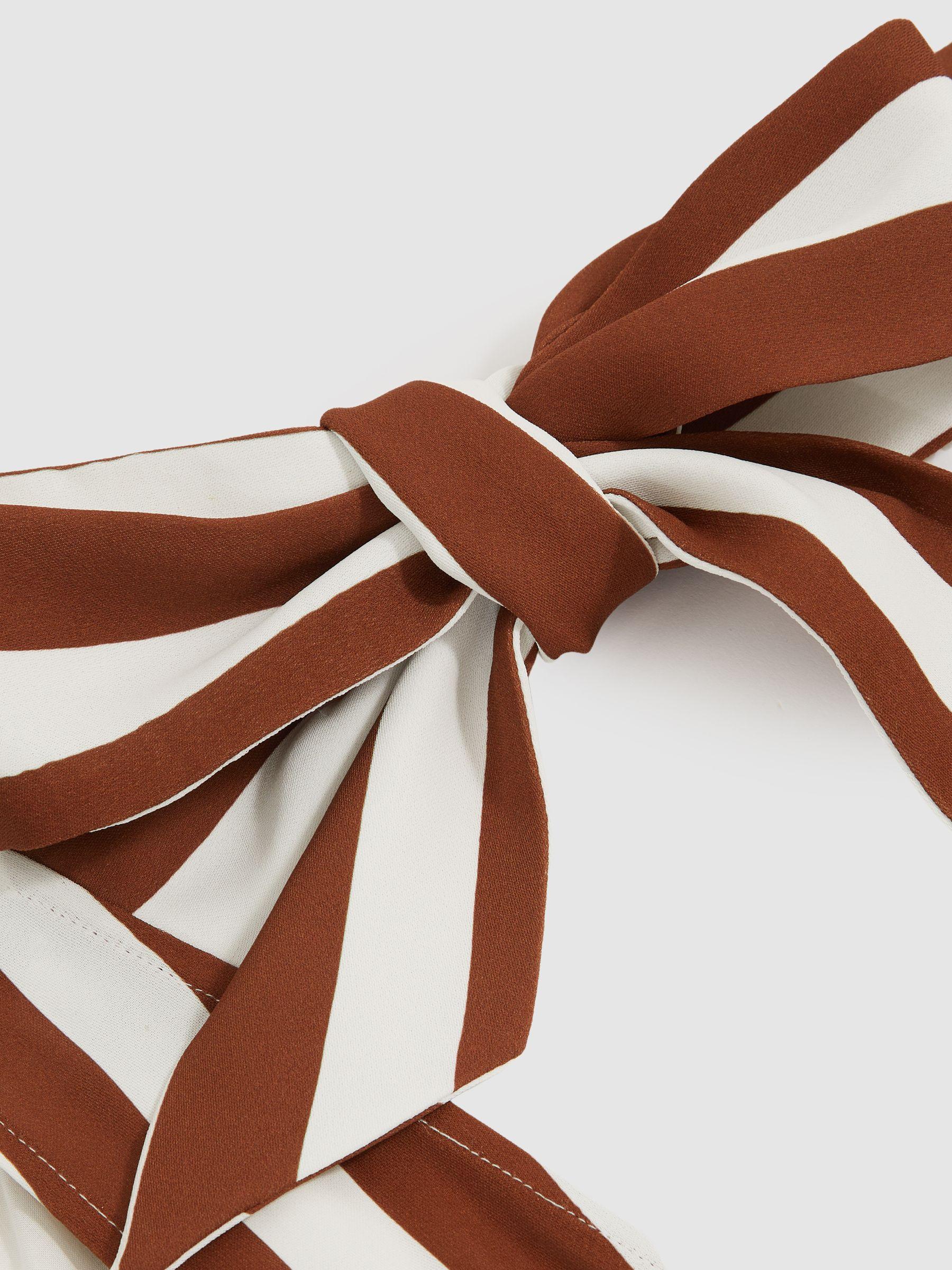 Stripe-Print Sleeveless Mini Dress in Brown/Navy Product Image