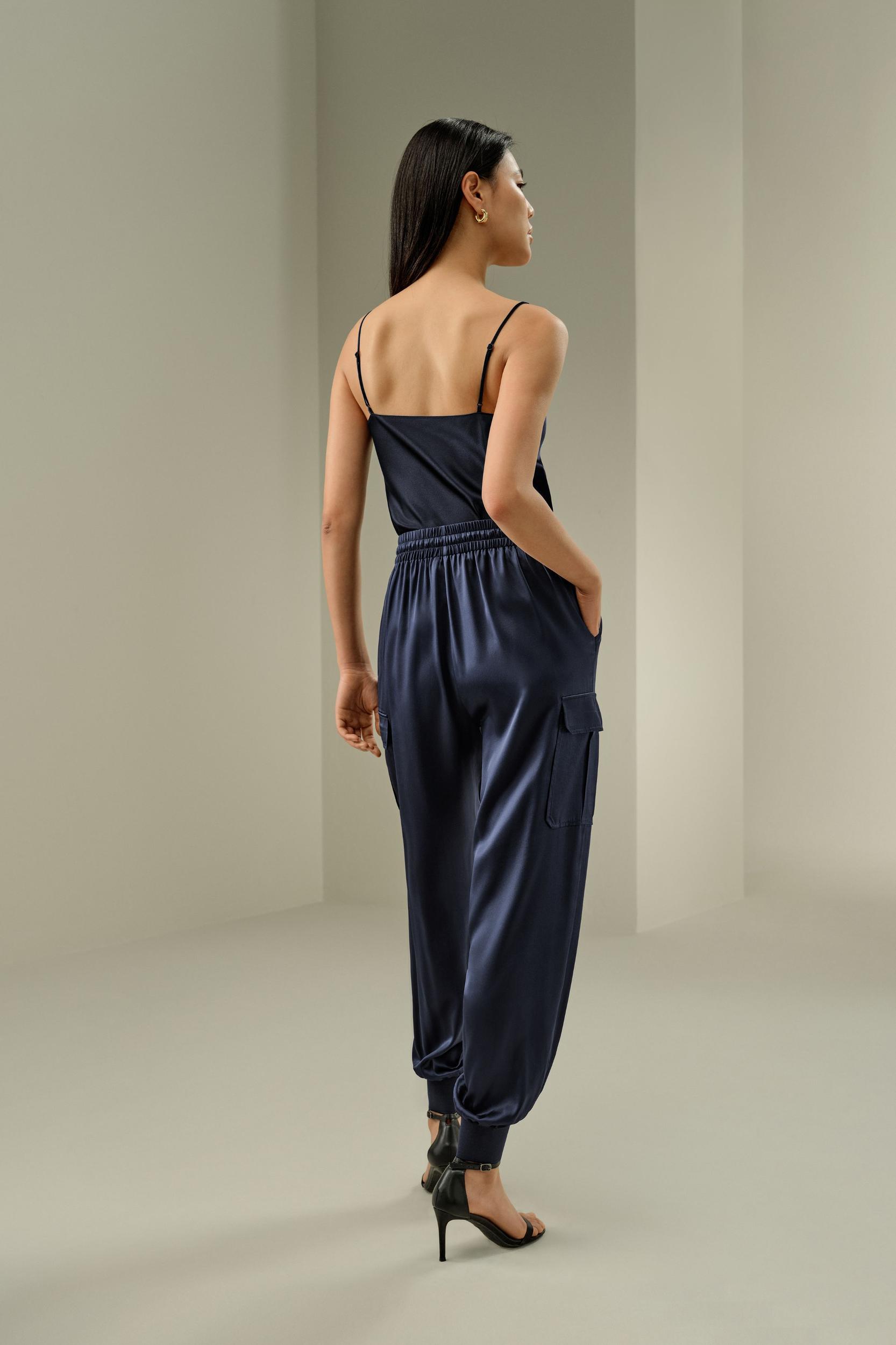 LILYSILK Silk Pants Women Black Sandwashed Silk Wrinkle-Resistant Comfort-Meets-Style Mid-Rise Stretchable Trouser Legs for Holiday 12 Product Image