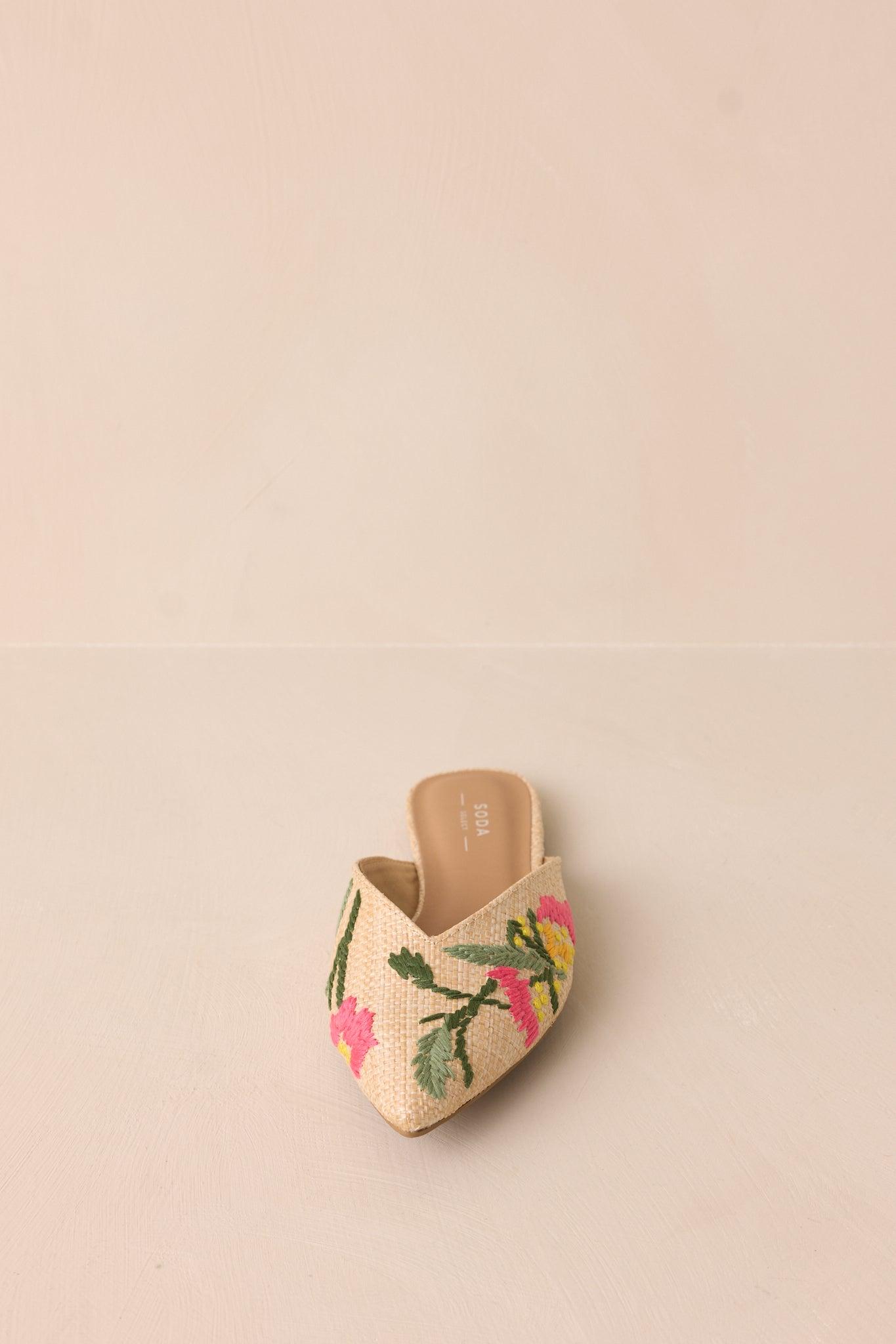 Wildflower Wander Natural Raffia Pointed Toe Flat Product Image