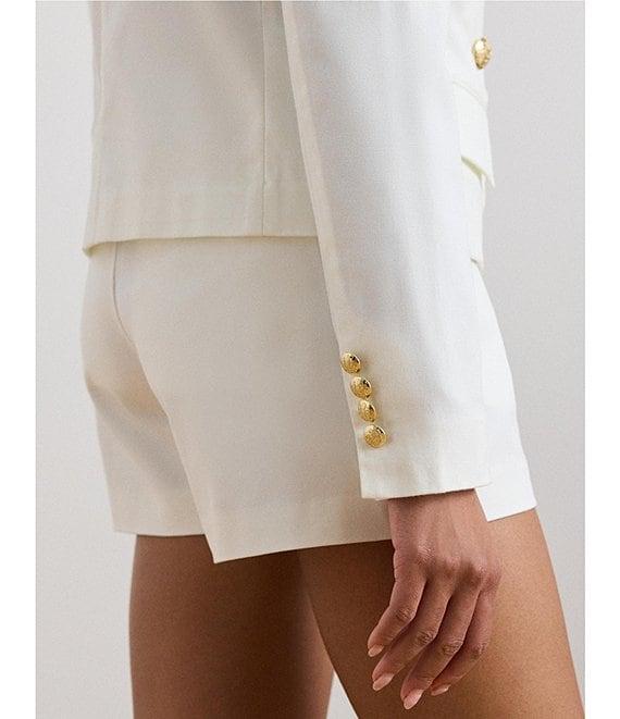 Lauren Ralph Lauren Stretch-Cotton Canvas Double Breasted Peak Lapel Gold Button Blazer Product Image