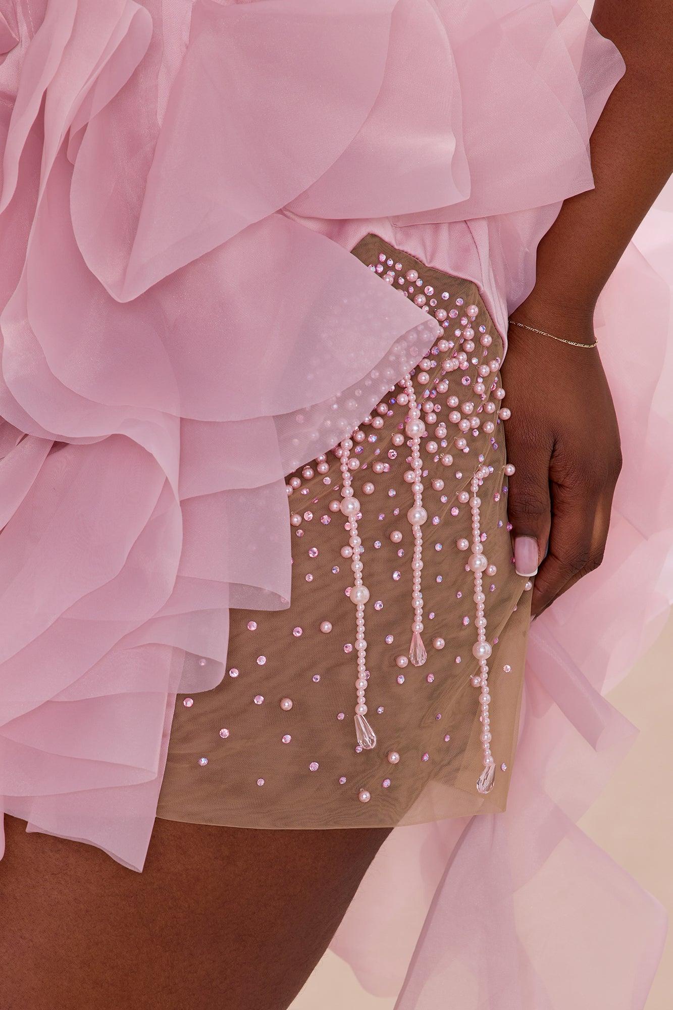 Make An Entrance Ruffle Mini Dress - Rose Female Product Image