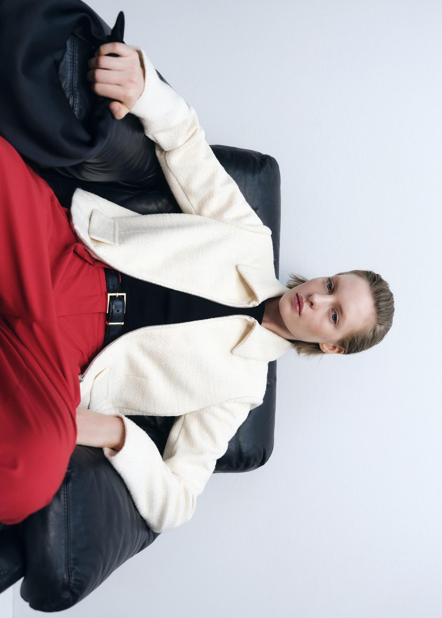 Cotton-blend jacket with lapel - Women | MANGO USA Product Image