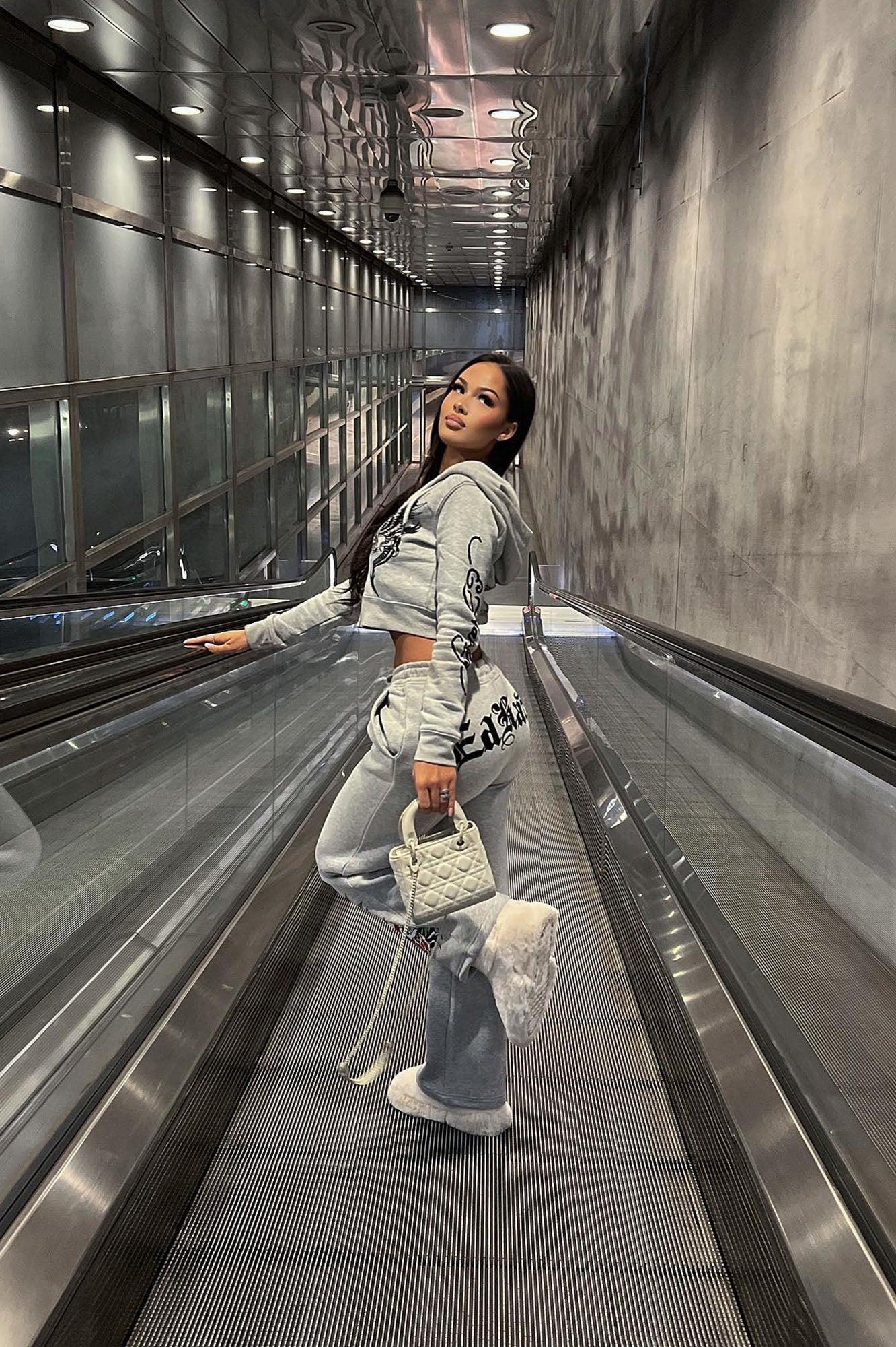 Heart Of Roses Ed Hardy Pant - Heather Grey Product Image