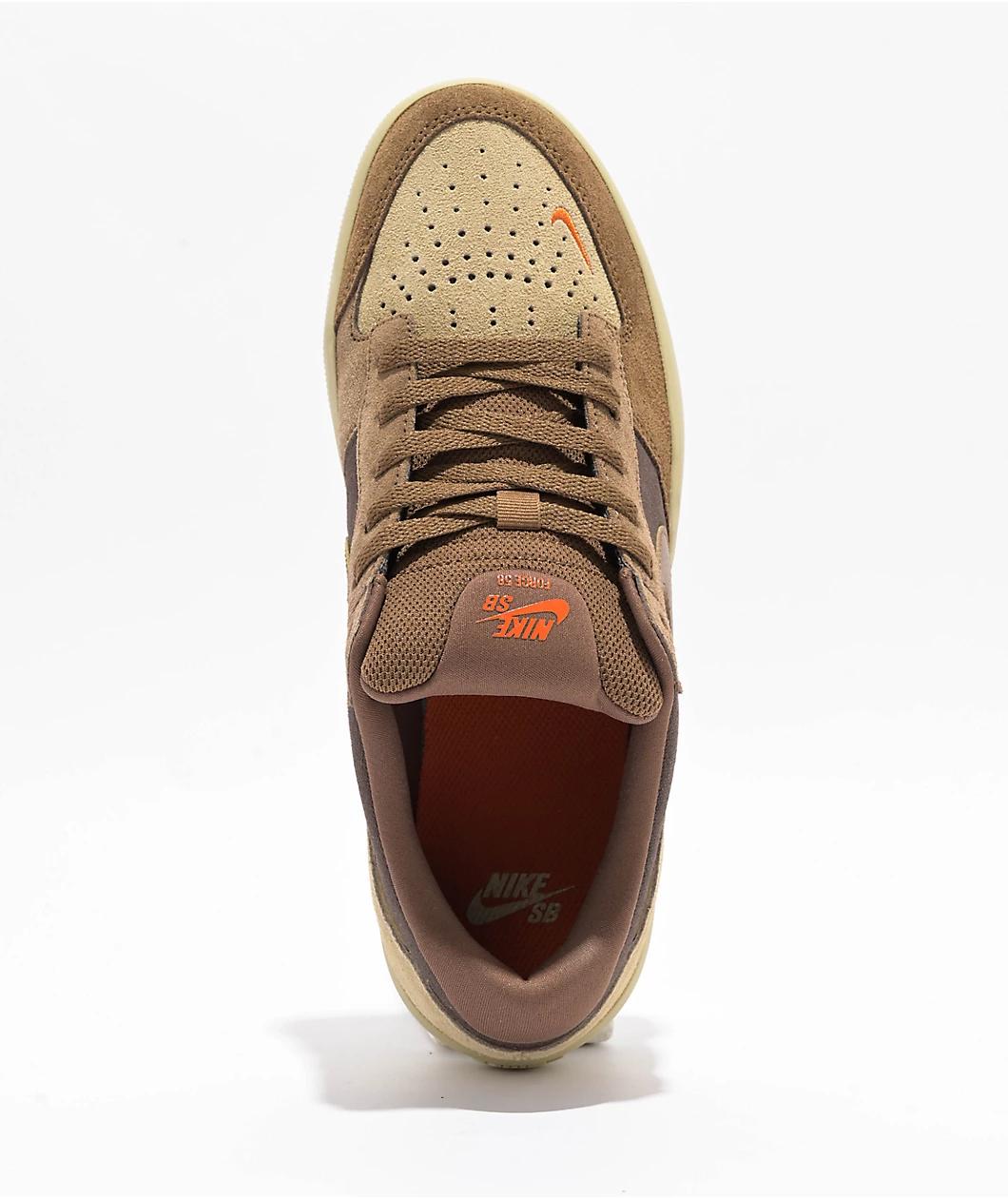 Nike SB Force 58 Light Orewood Brown & Fir Skate Shoes Product Image