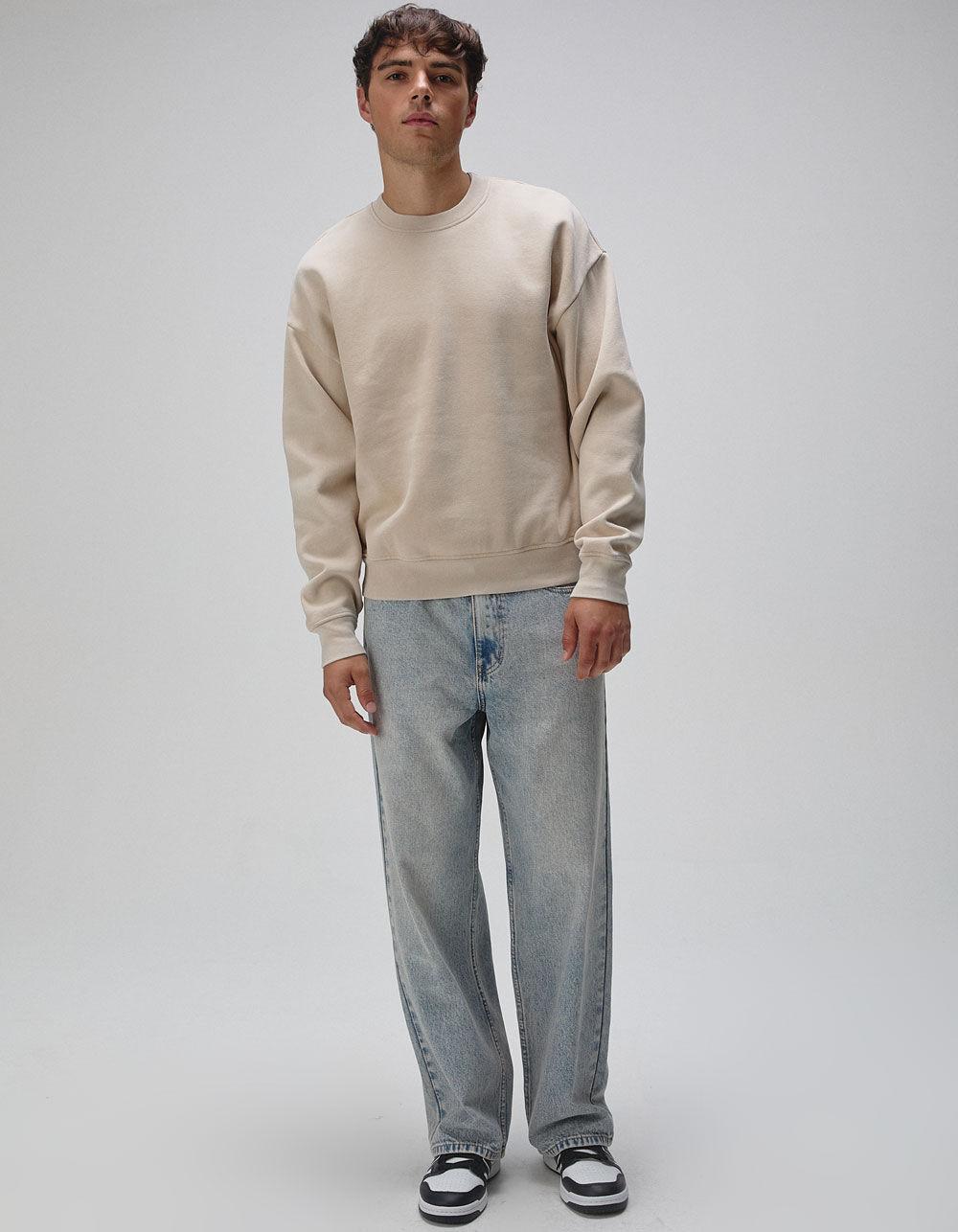 RSQ Mens Washed Oversized Crewneck Sweatshirt - BLACK Product Image