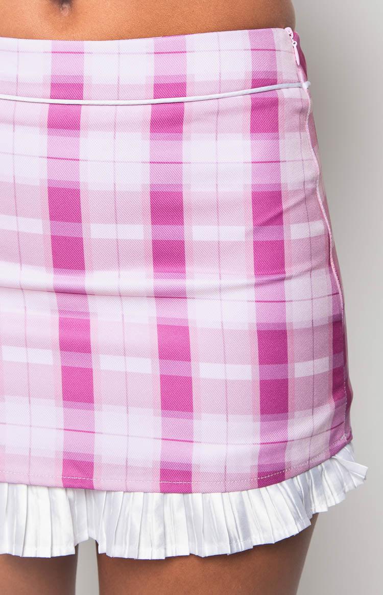 Till Forever Pink Check Mini Skirt Product Image